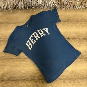 Vintage BERRY COLLAGE Retro Blue Graphic Short Sleeve Baby Tee T-Shirt Souvenir